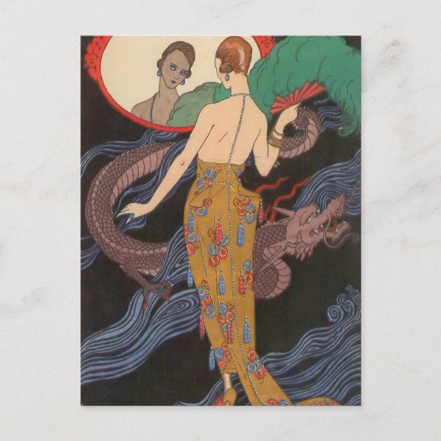 Dogaresse Abend Gown von George Barbier Postkarte (Vorderseite)
