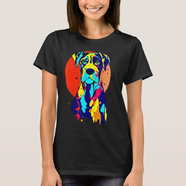 Dogbreed Great Dane Pop Colorful T-Shirt (Vorderseite)