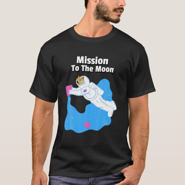 Doge-1 Mission zum Mond Dogecoin Hodl Funny Dog T-Shirt (Vorderseite)