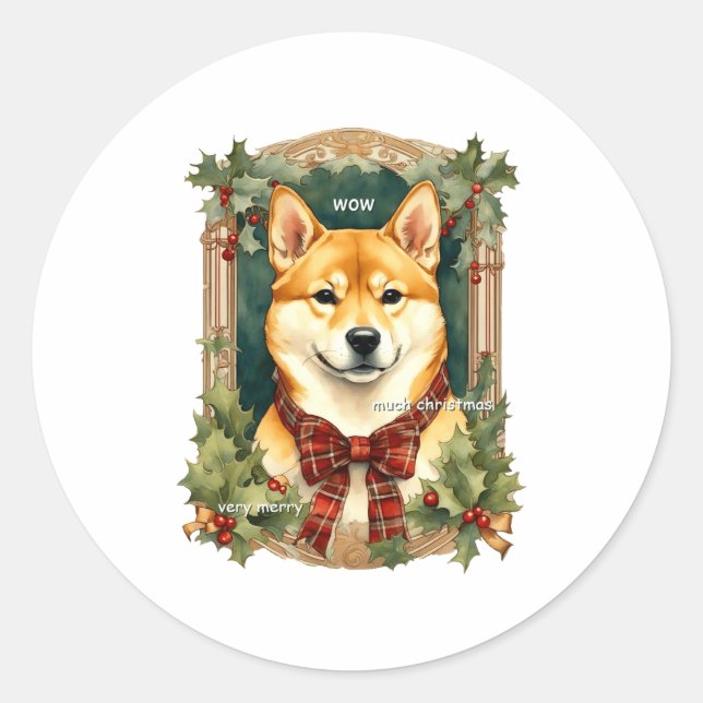 Doge Christmas Swea Shiba Inu Mens Long  Runder Aufkleber (Vorderseite)