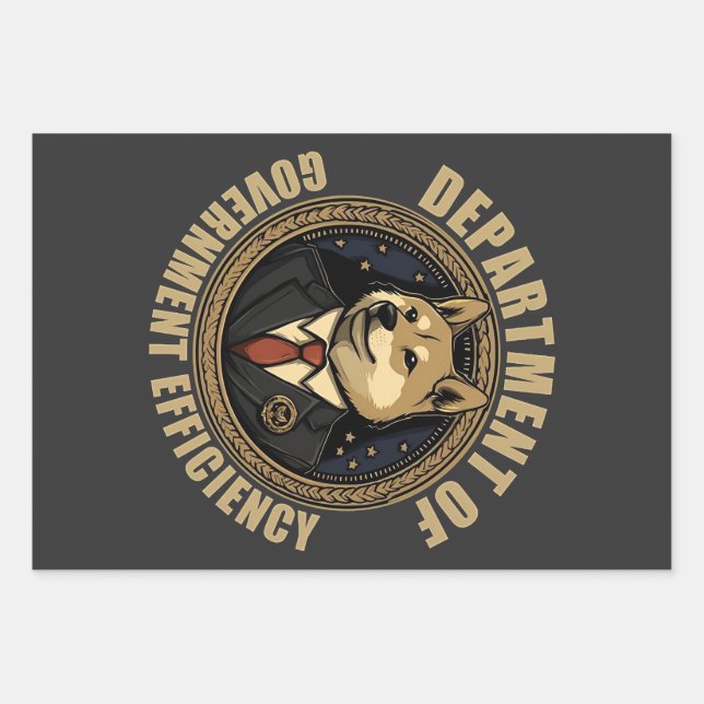 Doge Dog des Ministeriums für Regierungseffizienz Geschenkpapier Set (Vorderseite)