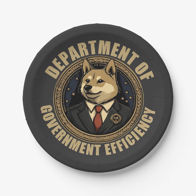 Doge Dog des Ministeriums für Regierungseffizienz Pappteller (Vorderseite)