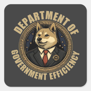 Doge Dog des Ministeriums für Regierungseffizienz Quadratischer Aufkleber
