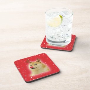 Doge Dogright Doggo Dog Weihnachtsmeme Karte rot Getränkeuntersetzer