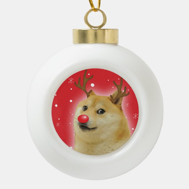 Doge Dogright Doggo Dog Weihnachtsmeme Karte rot Keramik Kugel-Ornament (Vorderseite)