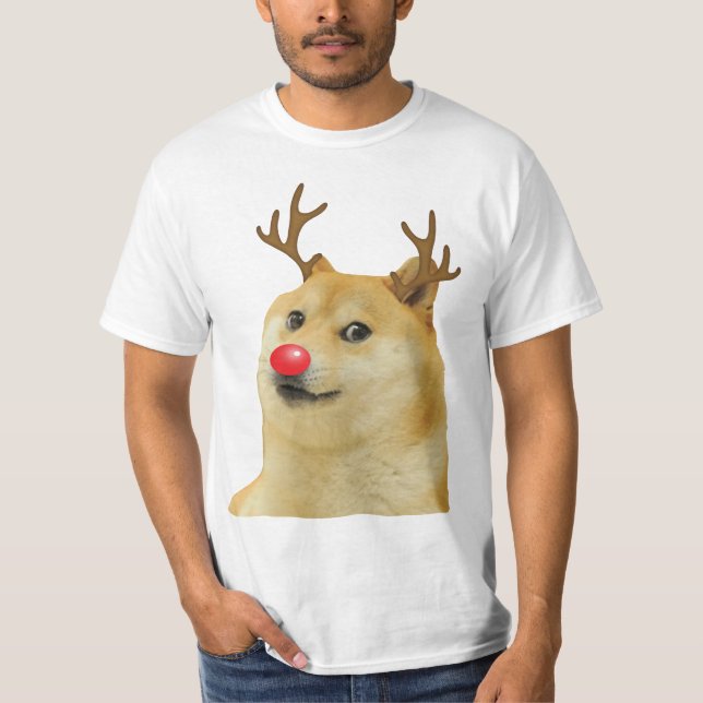 Doge Dogright Doggo Dog Weihnachtsmeme Karte rot T-Shirt (Vorderseite)