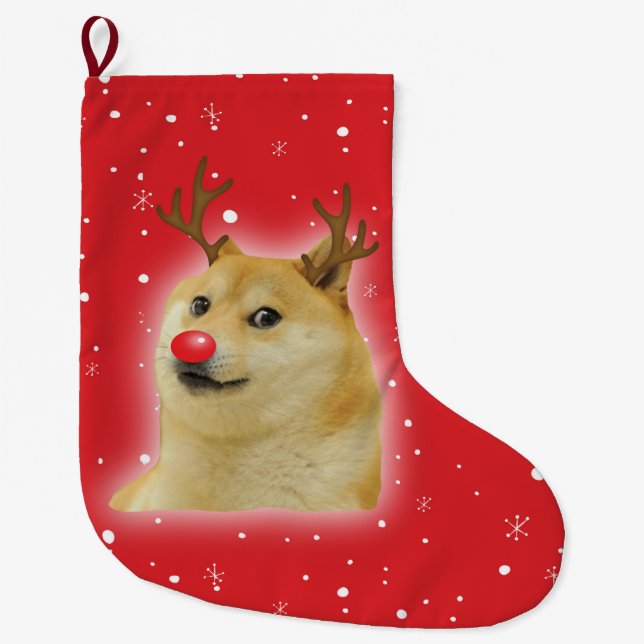 Doge Dogright Doggo HundeweihnachtenMeme Kartenrot Großer Weihnachtsstrumpf (Vorderseite)