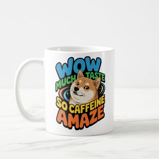 Doge Meme Kaffee Tasse Wow viel Koffein, so erstau (Links)