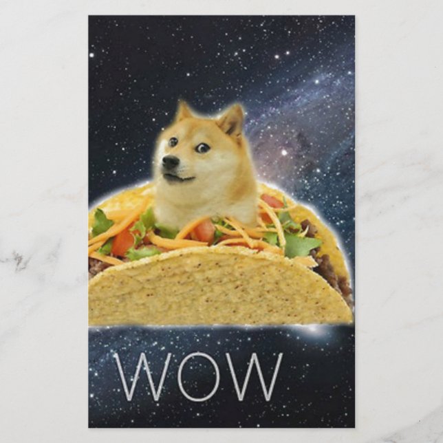 Doge Space-Taco-Mem Briefpapier (Vorderseite)