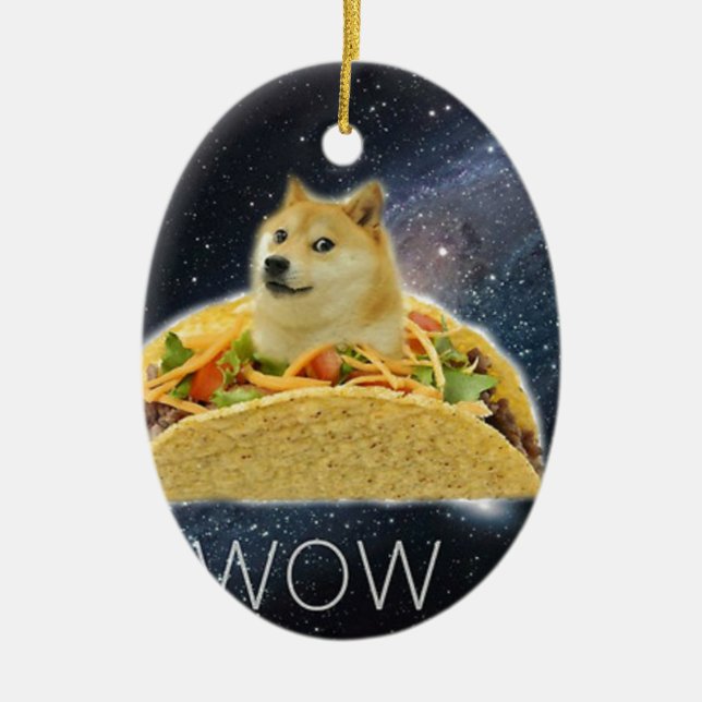 Doge Space Taco Mem Keramikornament (Vorne)