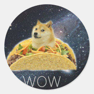 Doge Space-Taco-Mem Runder Aufkleber
