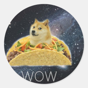 Doge Space-Taco-Mem Runder Aufkleber