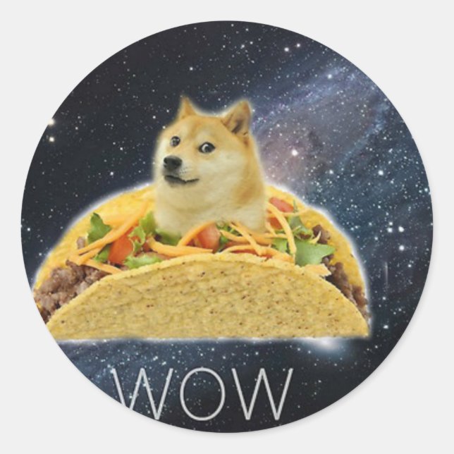 Doge Space-Taco-Mem Runder Aufkleber (Vorderseite)