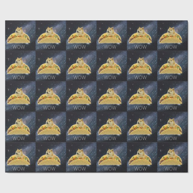 doge space taco meme wrapping paper geschenkpapier (Saum)