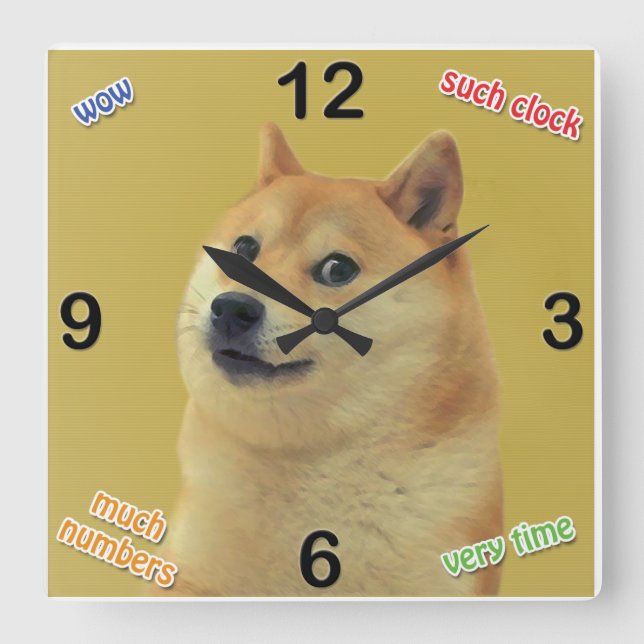 Doge-Uhr Quadratische Wanduhr (Vorderseite)