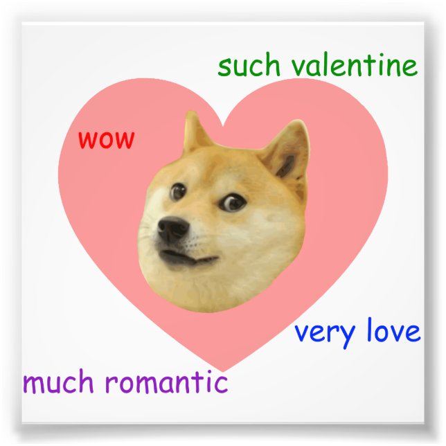 Doge viel Valentinstag sehr Liebe so romantisch Fotodruck (Vorne)