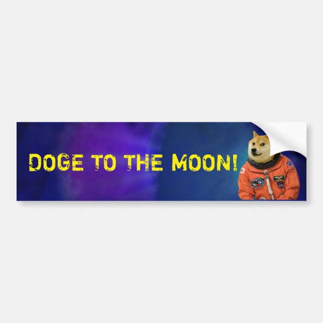 Doge zum Mond! Autoaufkleber (Vorne)