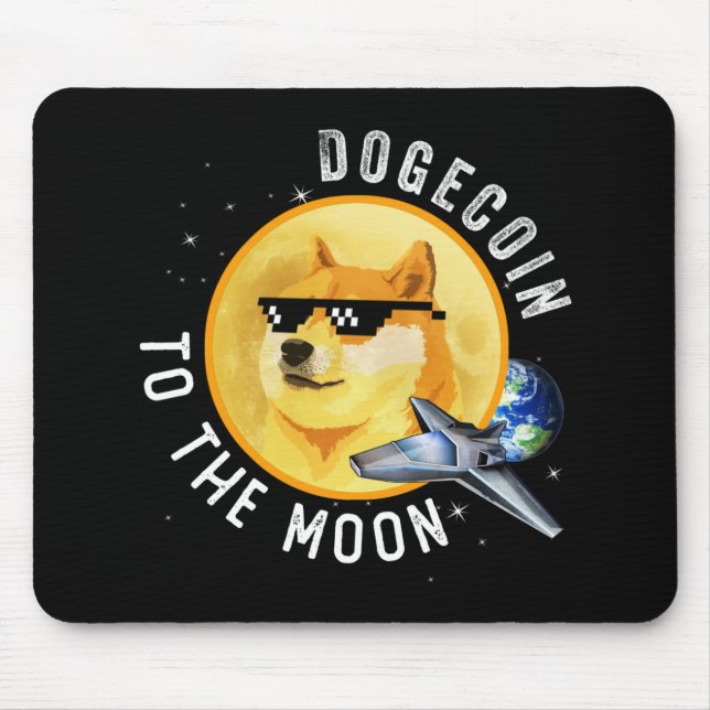 Dogecoin an den Mond Funny CryptoCurrency Meme Mousepad (Vorne)