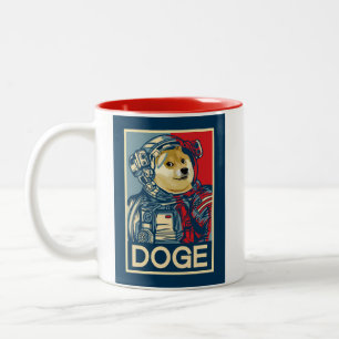 Dogecoin Astronaut Doge To The Moon Crypto Funny Zweifarbige Tasse