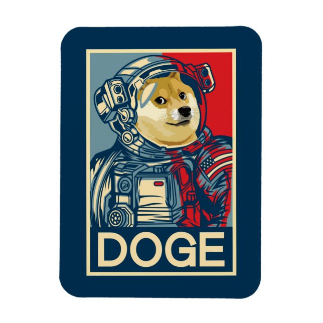 Dogecoin Astronaut dotiert zum Mondkrypto Magnet (Vertikal)