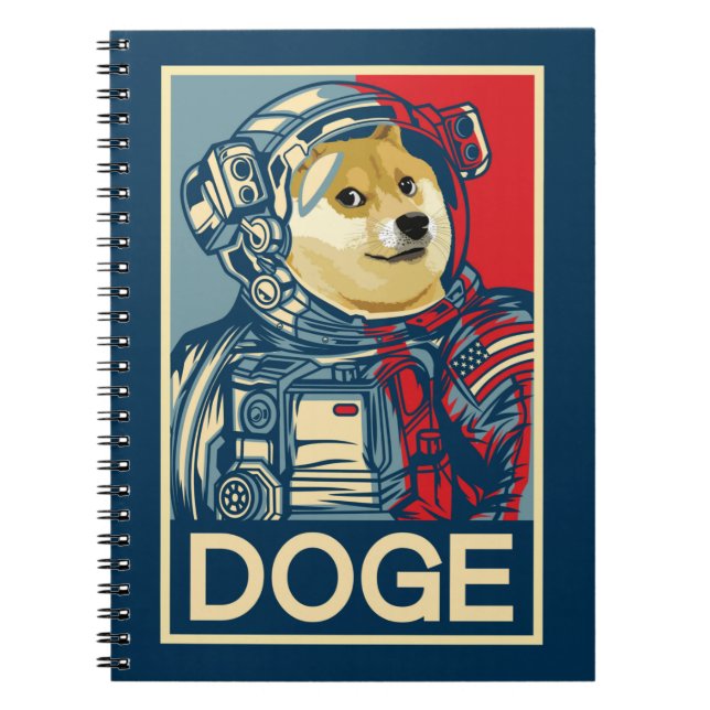 Dogecoin Astronaut dotiert zum Mondkrypto Notizblock (Vorderseite)