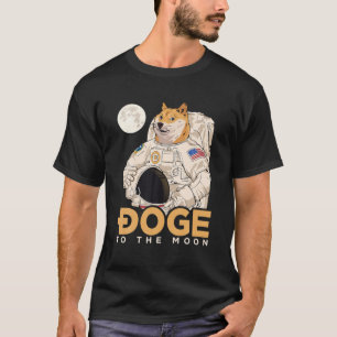 Dogecoin Astronaut zum Mond-Blockchain-Hals-Schrei T-Shirt