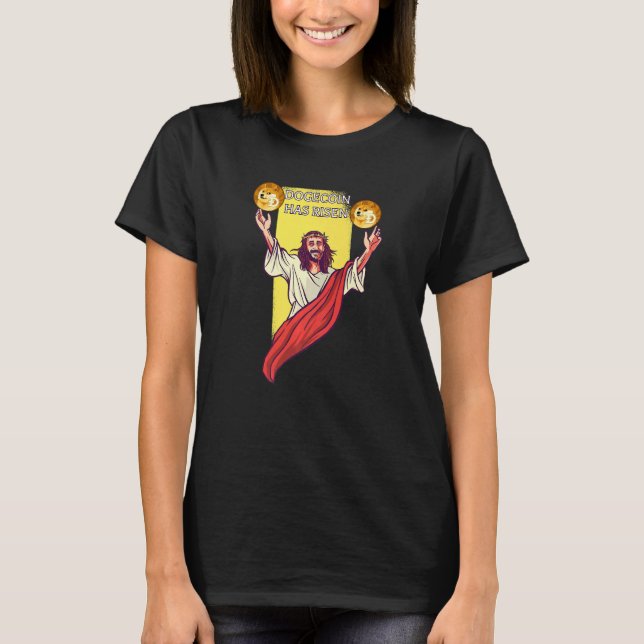 Dogecoin Crypto hat die Kryptowährung Jesus erhöht T-Shirt (Vorderseite)