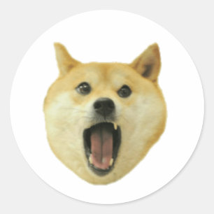 Dogecoin Doge Funny Face Dog Runder Aufkleber