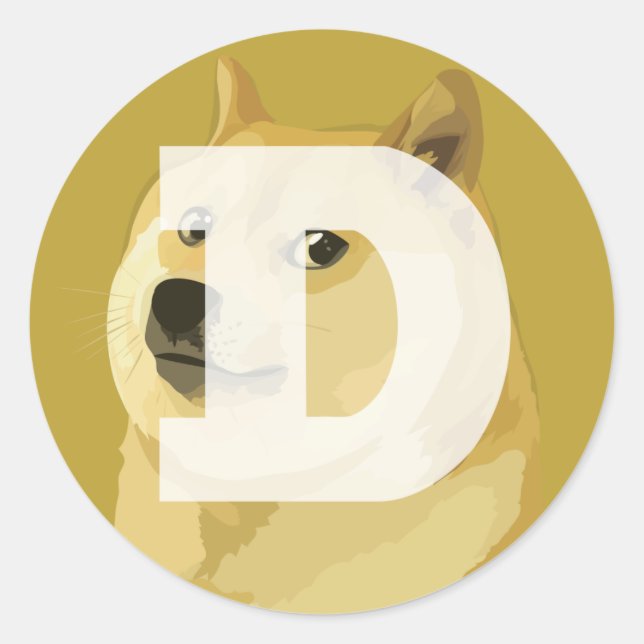 Dogecoin DOGE Runder Aufkleber (Vorderseite)