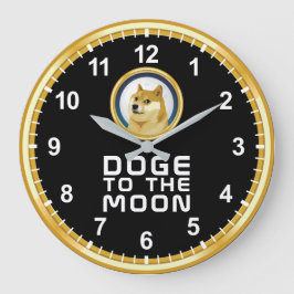 Dogecoin-Dose an den Mondmarkt Krypto-Hodl Große Wanduhr