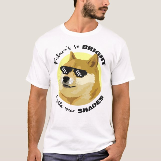 Dogecoin Future Sonnenbrille Börse Crypto T-Shirt (Vorderseite)