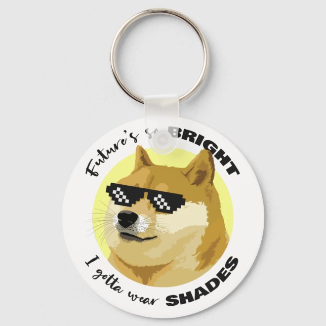 Dogecoin Future Sunglasses Börsenkrypto Schlüsselanhänger (Vorderseite)
