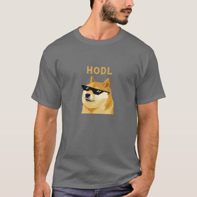 Dogecoin HODL Kryptowährung T-Shirt (Vorderseite)