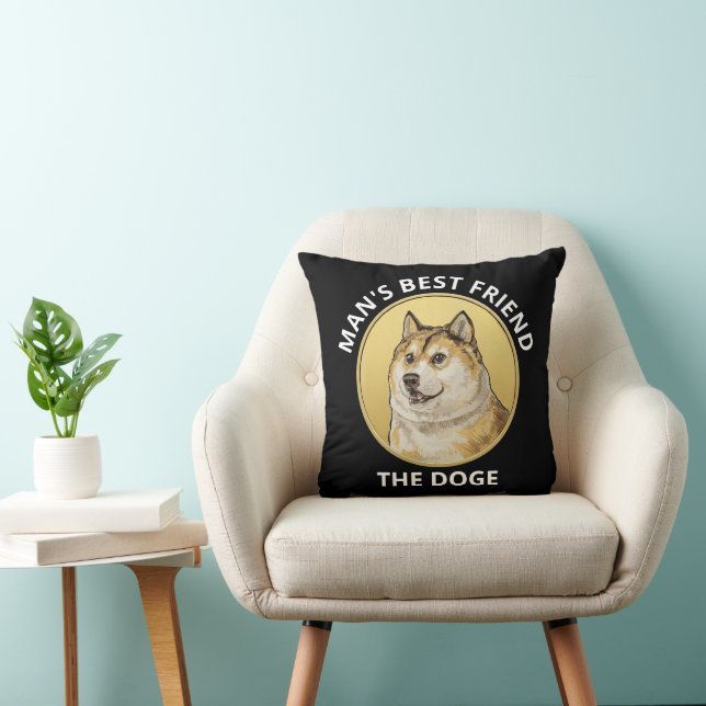 Dogecoin Hund Personalisiert Kissen (Stuhl )