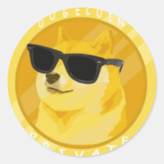 Dogecoin in Sonnenbrillen Klassischer Rundaufklebe Runder Aufkleber (Vorderseite)