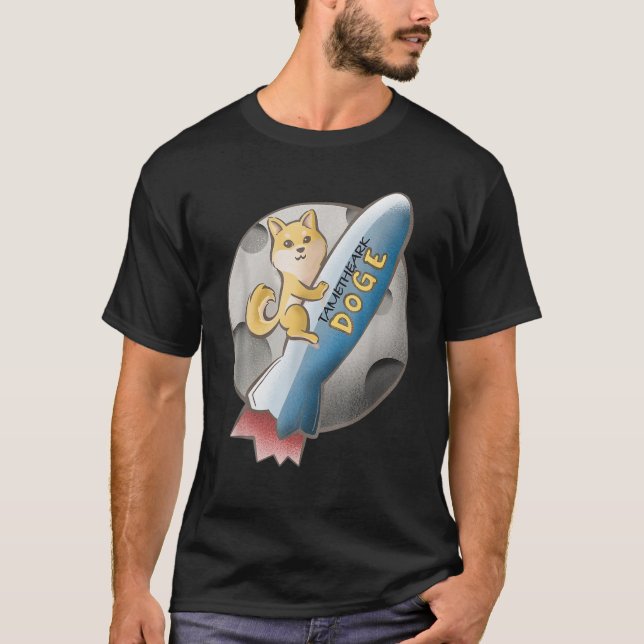 Dogecoin Reitrocket zum Mond Tametheark Vers T-Shirt (Vorderseite)