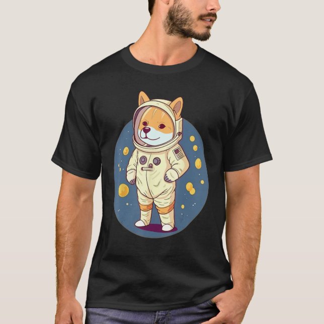 Dogecoin To the Moon Astronaut Doge T-Shirt (Vorderseite)