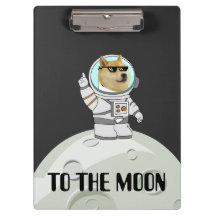 Dogecoin zum lustigen schwarzen Astronautenhund