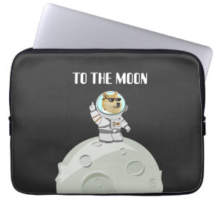 Dogecoin zum lustigen schwarzen Astronautenhund Laptopschutzhülle