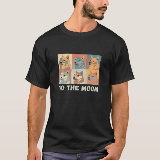 Dogecoin zum Mond Doge HODL Crypto Währung Mem T-Shirt (Vorderseite)