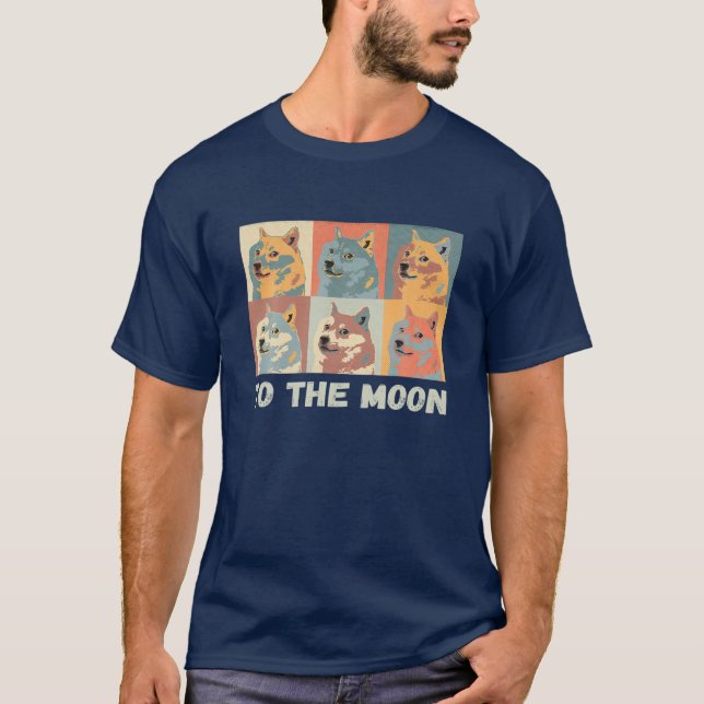 Dogecoin zum Mondkrypto Meme-Münzen Shiba DOGE T T-Shirt (Vorderseite)