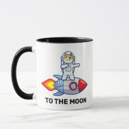 Dogecoin zum Moon Rocket Man Weltraumdampf Krypto Tasse