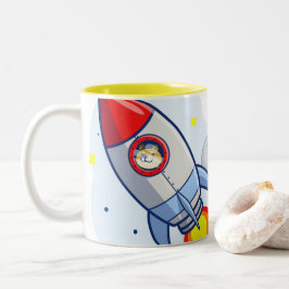 Dogecoin zum Moon Rocket Man Weltraumdampf Krypto  Zweifarbige Tasse