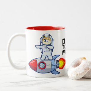 Dogecoin zum Moon Rocket Man Weltraumdampf Krypto  Zweifarbige Tasse