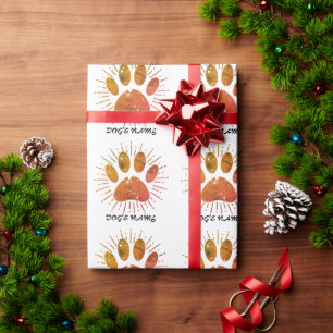 Dogenname Pawprint Vintag Sunburst Wrapping Paper Geschenkpapier