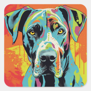 Dogge Abstract Pop Art Grafik Aufkleber