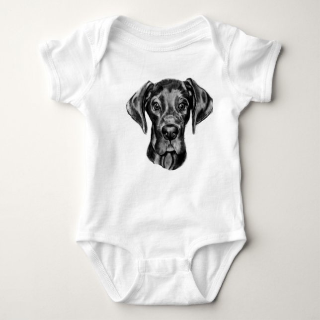 Dogge-Babyausstattung Baby Strampler (Vorderseite)
