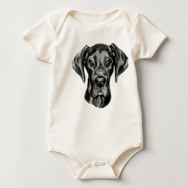 Dogge-Babyausstattung Baby Strampler (Vorderseite)