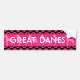 Dogge Däne pink schwarze Silhouetten Art Nouveau Autoaufkleber