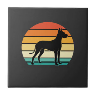 Dogge Dänische Retro-Sonnenuntergang-Hund-Silhouet Fliese